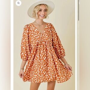 Day + Moon: Patterned Mini Dress Small